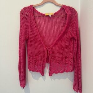 Hot pink crochet cardigan